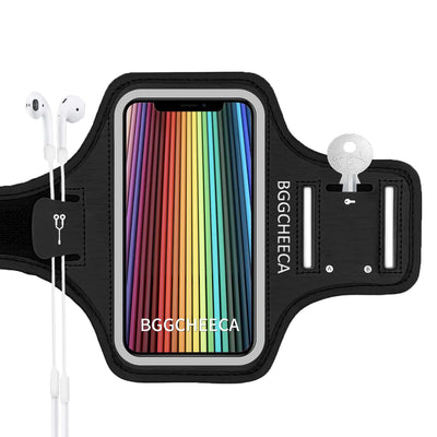 BGGCHEECA Running Armband Case Water Resistant Compatible for iPhone 15 14 13 12 Pro Max Plus Mini SE/Galaxy S24 Ultra Plus Edge Note 21/20/10 Cell Phone Adjustable Strap & Key Pocket. SU-G（6.5）